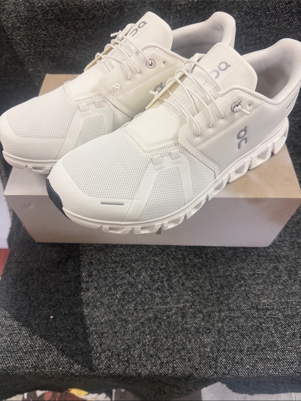On Running Men's Cloud Sneakers - White with Light Gray Logo